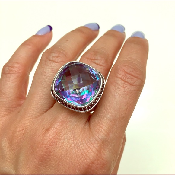 Hypnotic Quartz black sapphire silver ring