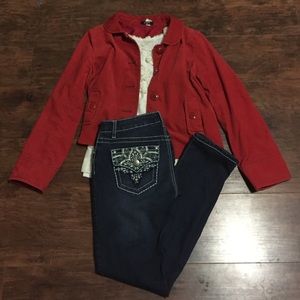 Red corduroy J Crew blazer