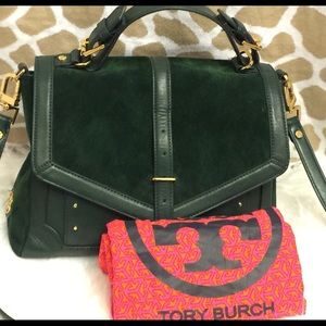 Tory Burch 797 Medium Satchel dark green