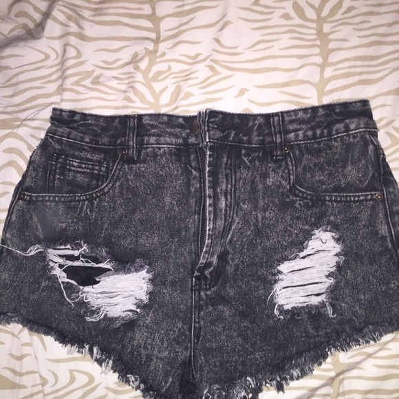 Forever 21 ripped high waisted acid shorts