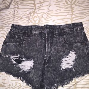 Forever 21 ripped high waisted acid shorts