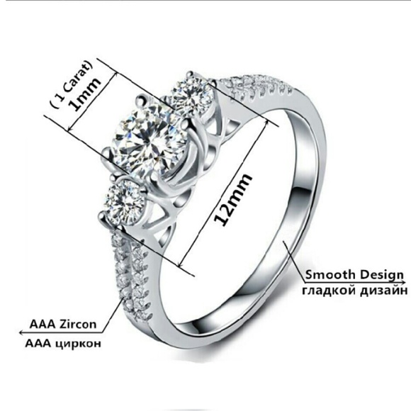 Platinum plated engagement ring size 6 7 or 8 - Picture 3 of 4