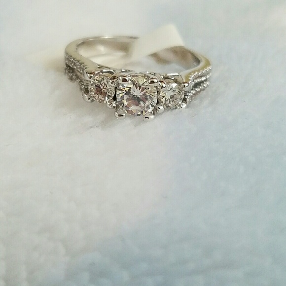 Jewelry - Platinum plated engagement ring size 6 7 or 8