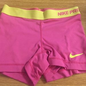 Pink and Yellow XS Nike Pro Spandex