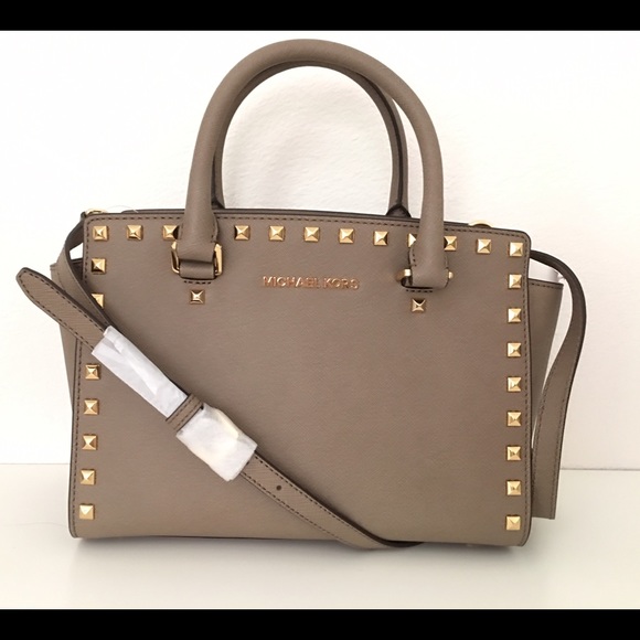 Michael Kors Selma Stud Med Dune Satchel Bag