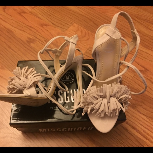 tassel front barely there heeled sandals - Picture 2 of 4