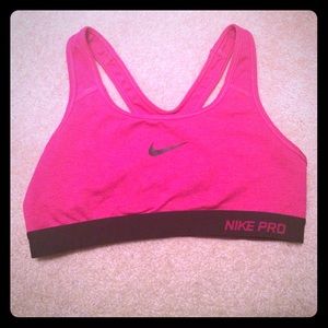 Hot pink nike sports bra