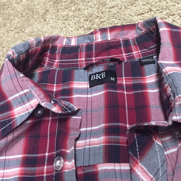 BKE mens medium flannel, mostly red, black & gray