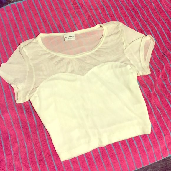 LA: HEARTS Mesh sweetheart crop top