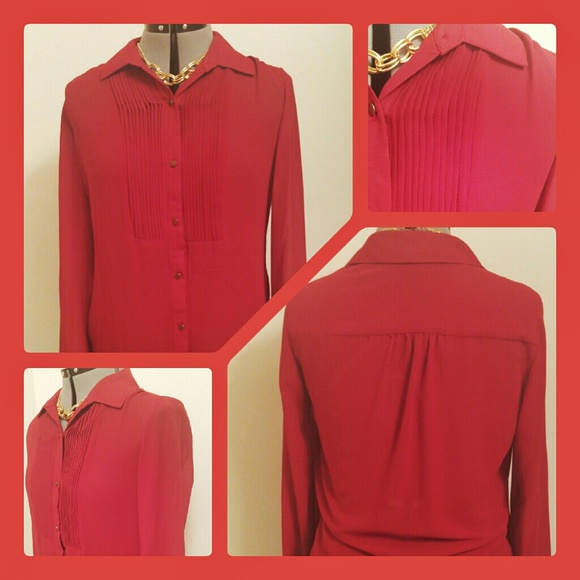 NY Collection Chiffon Pintuck Blouse