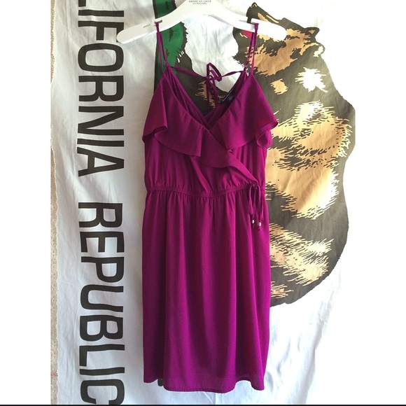 Dark Magenta Chiffon Mini Dress