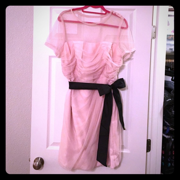 Vera Wang Chiffon Blush Bridesmaid Dress w/Sash