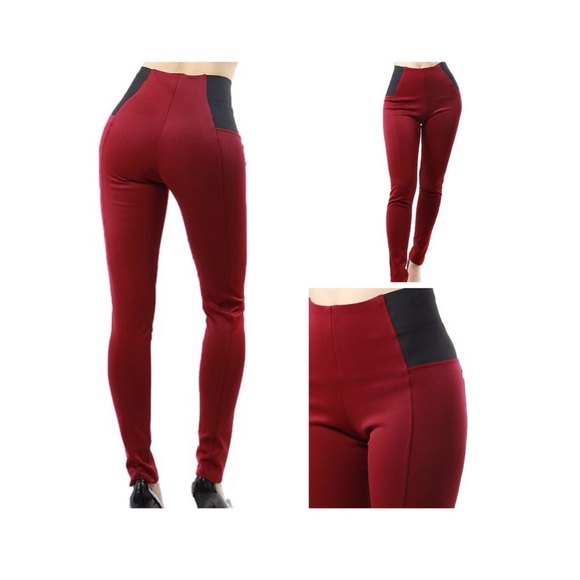 Burgundy/wine elastic tights
