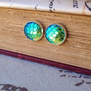 Mermaid scale stud earrings