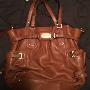 Camel leather tote
