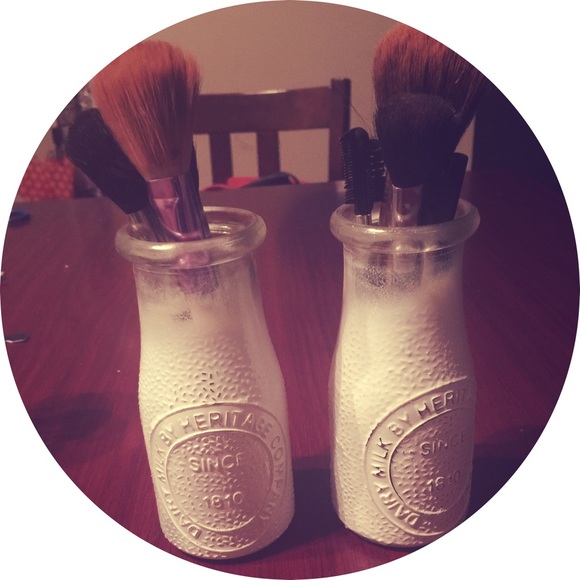 Vintage Milk Jar Organizers. Set of 2