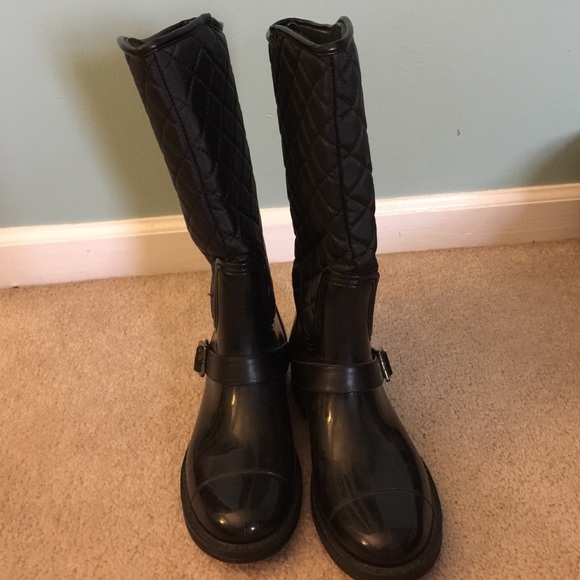 Brand new black quilted rain boots