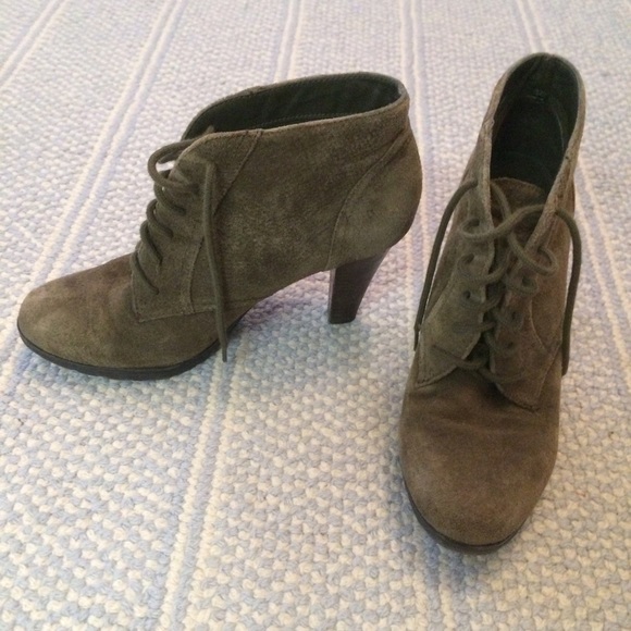 Olive suede booties