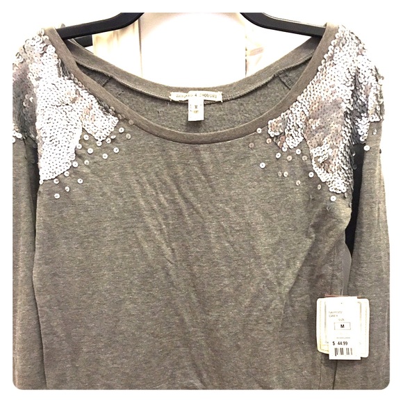 NWT grey long sleeve with sequins embellishments!
