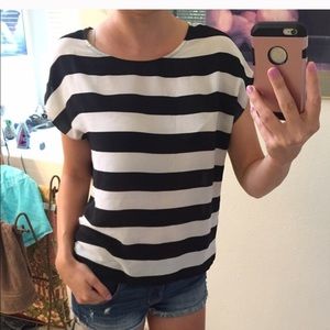 Cute black and white stripped chiffon top