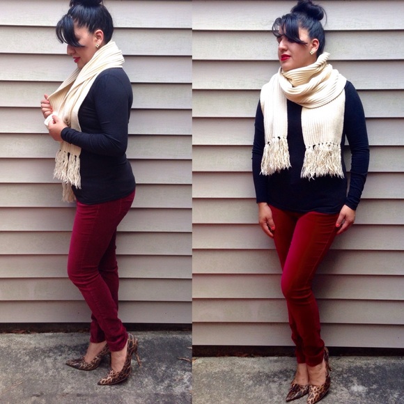 LC Lauren Conrad Wine Velvet Skinny Pants