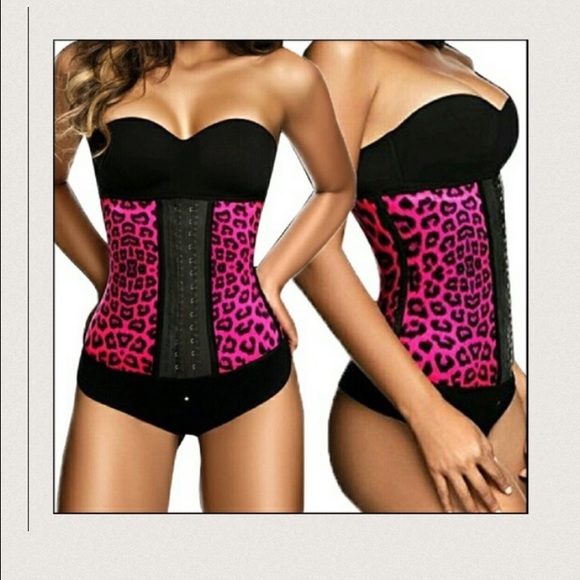 ANIMAL PRINT 9 STEEL BONED LATEX WAIST TRAINER - Picture 2 of 4