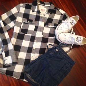 Black and White Flannel Shirt