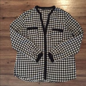 Sheer Houndstooth Blouse