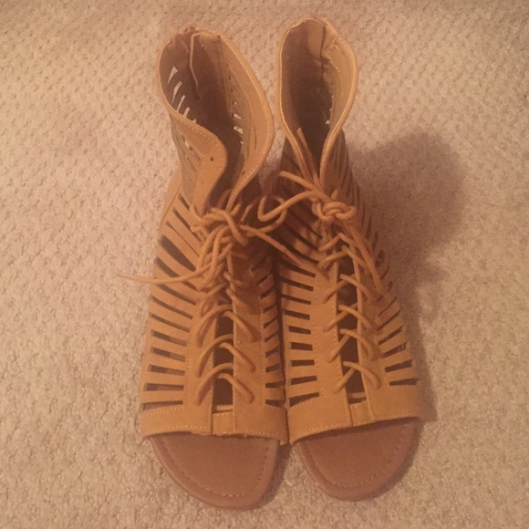 Tan gladiator sandals