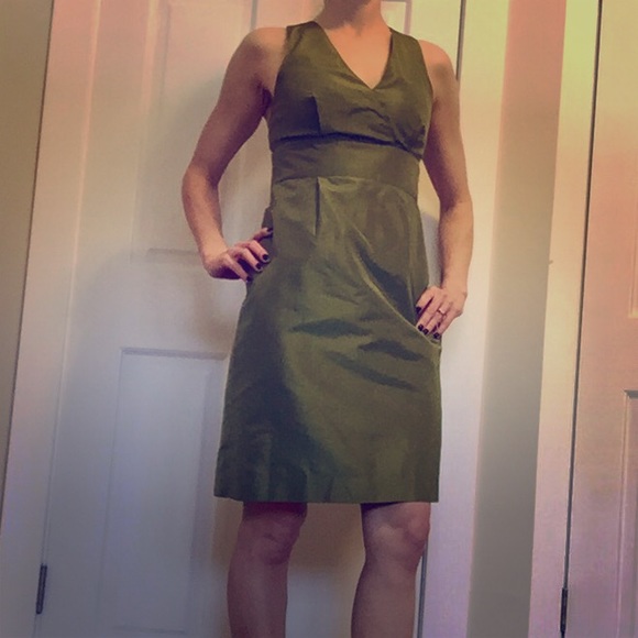 Green silk J Crew dress, worn once.