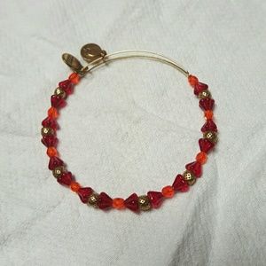 Alex and ani red orange beaded bangle bracelet