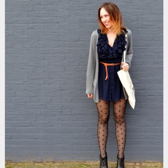 H&M Dresses & Skirts - Navy Blue Ruffle Button Up Dress