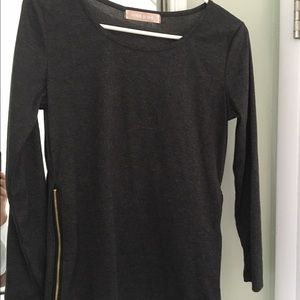 NWOT Dark grey fitted zipper top