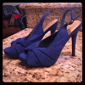 Blue suede heels