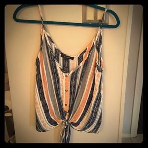 Olivaceous Tie Front Tank