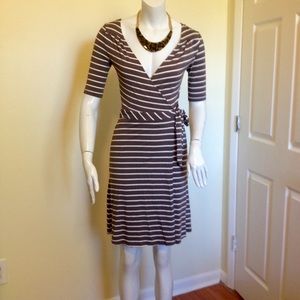 H&M Taupe Striped Wrap Dress