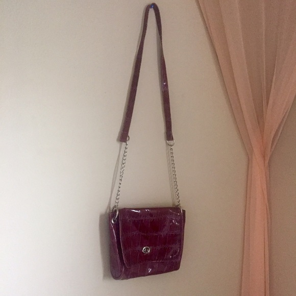 Red Faux Snakeskin Handbag