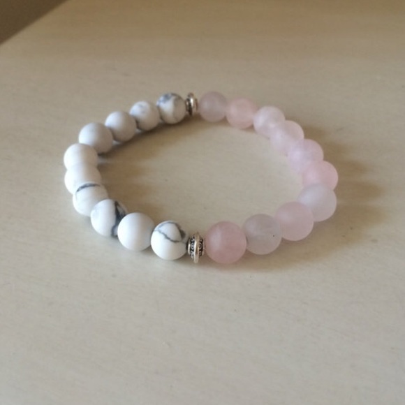 🆕 White Marble and Rose Quartz Healing Bracelet