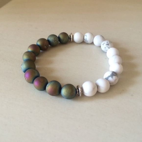 🆕 White Marble and Druzy Stones Healing Bracelet