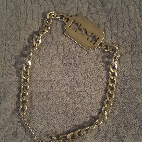 Silver razor necklace