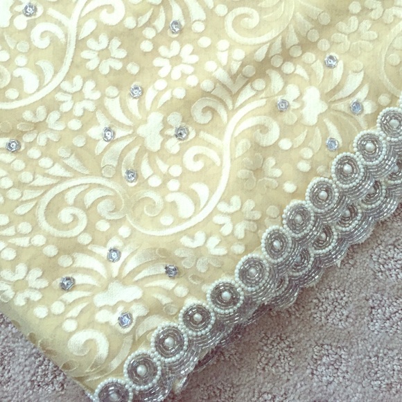 Never worn, brand new lemon yellow sari saree