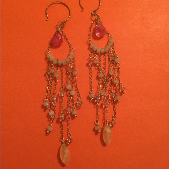 Long dangly gemstone earrings