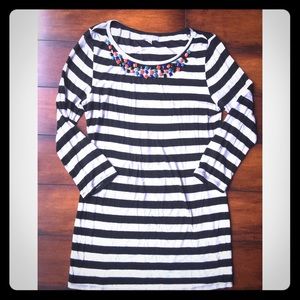 Pea in the Pod stripped top with jeweled neckline
