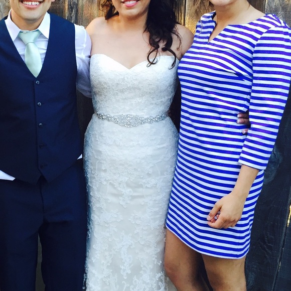 Stripped blue dress size medium. Forever 21