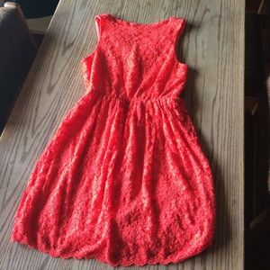 NWOT Coral lace cocktail dress