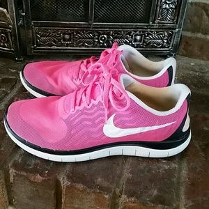 Pink running shoes