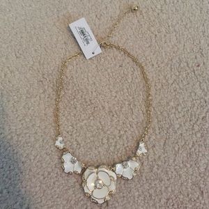 NWT Kate spade white flower gold necklace