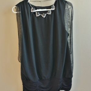 Black sleeveless chiffon top