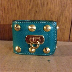 Teal leather cuff