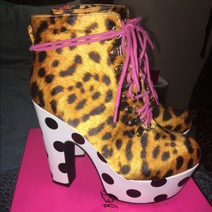 Leopard and Polka Dot Printed boots